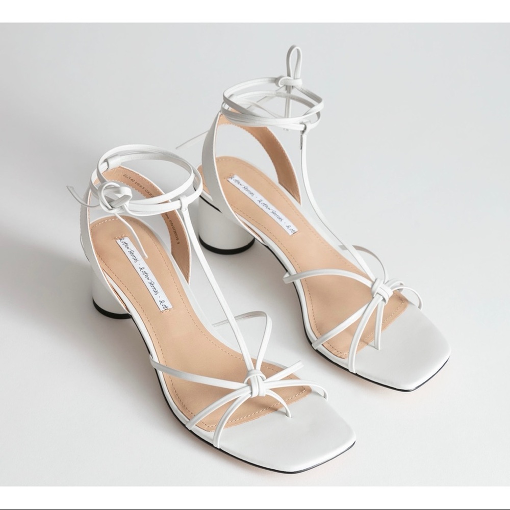 & Other Stories Square Toe Lace Up Heeled Sandals
